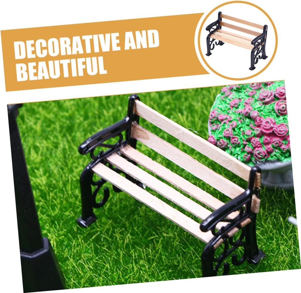 3pcs Mini Park Bench Doll Furniture Miniature Garden Decor K226752
