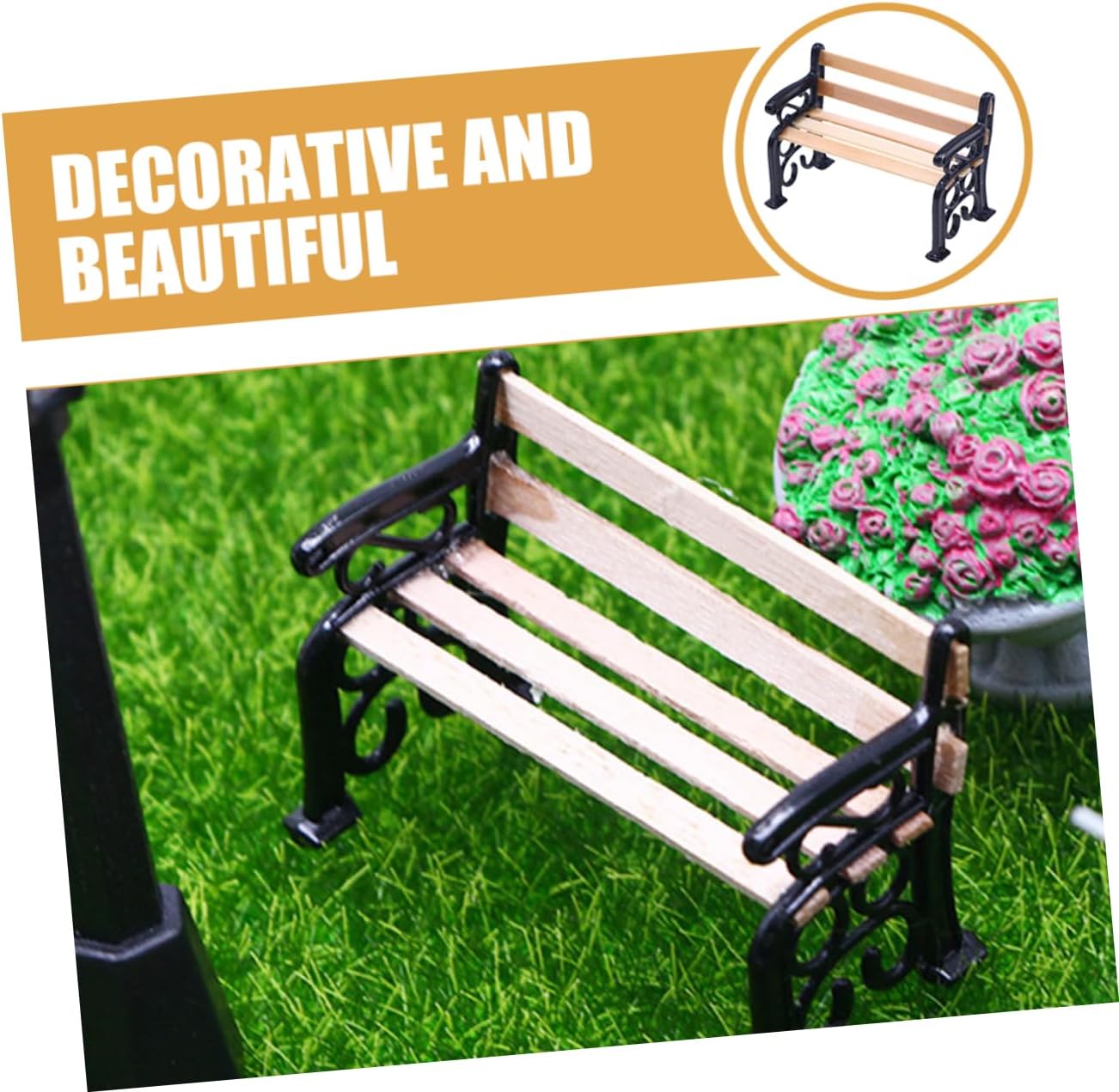 3pcs Mini Park Bench Doll Furniture Miniature Garden Decor K226752