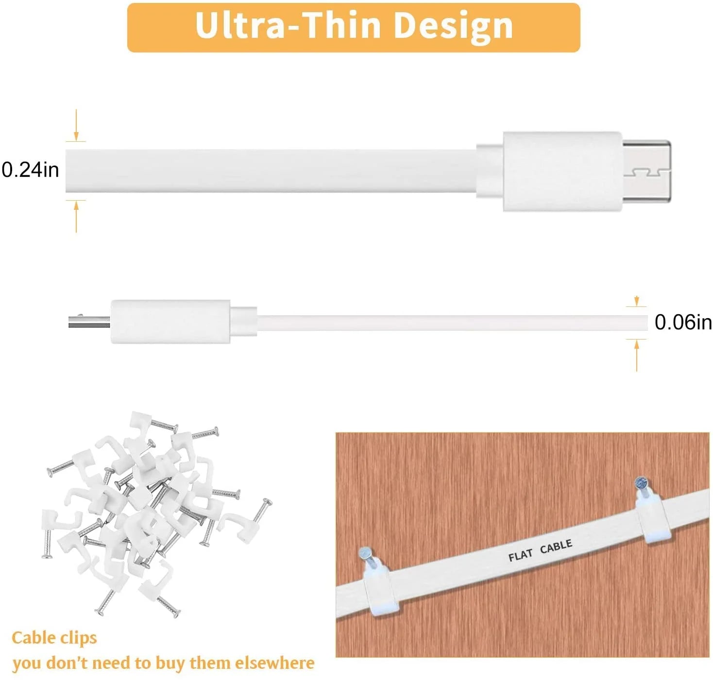 2 Pack 10FT White USB to Micro USB Power Extension Cable R3705