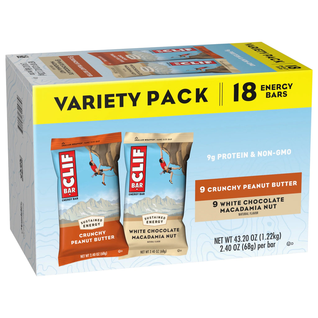 Crunchy Peanut Butter and White Chocolate Macadamia Nut Flavor Energy Bars, 2.4 oz (18 Count) E22077
