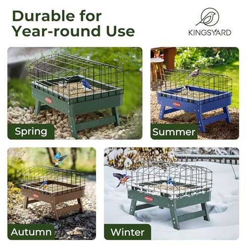 Blue Recycled Plastic Platform Bird Feeder, 5 LBS Large Capacity J70839