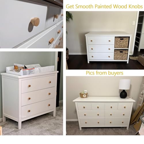 16PCS Unfinished Wood Dresser Knobs, Mushroom Wooden Cabinet Knobs, Round Wood Drawer Knobs Pulls Handle (Diameter: 1.3", Height: 1") K64461