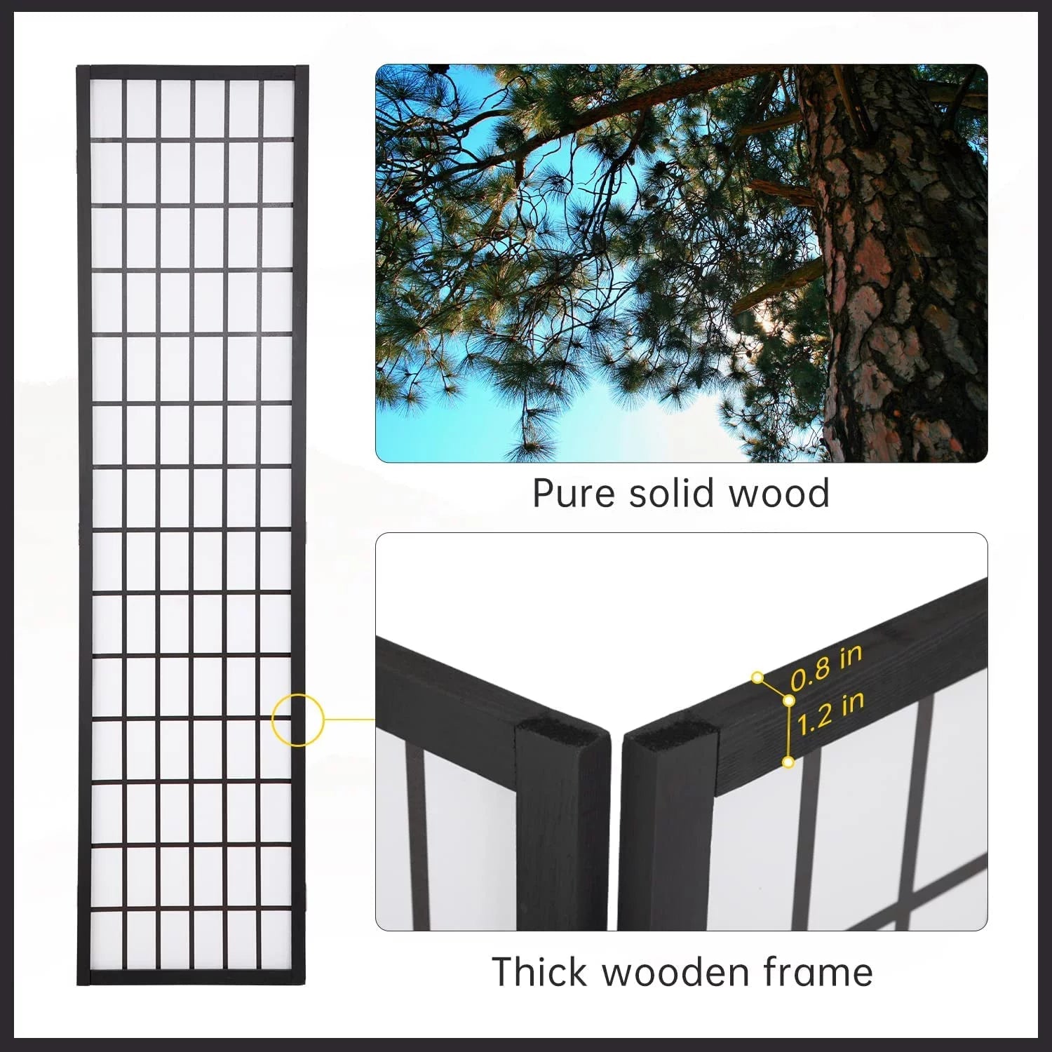White 4 Panel Wood Room Divider K366335