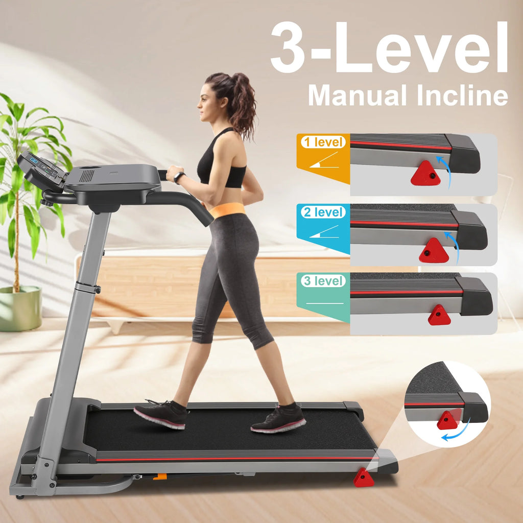 2.5 HP Portable Folding Treadmill with Incline（Gray） G64473