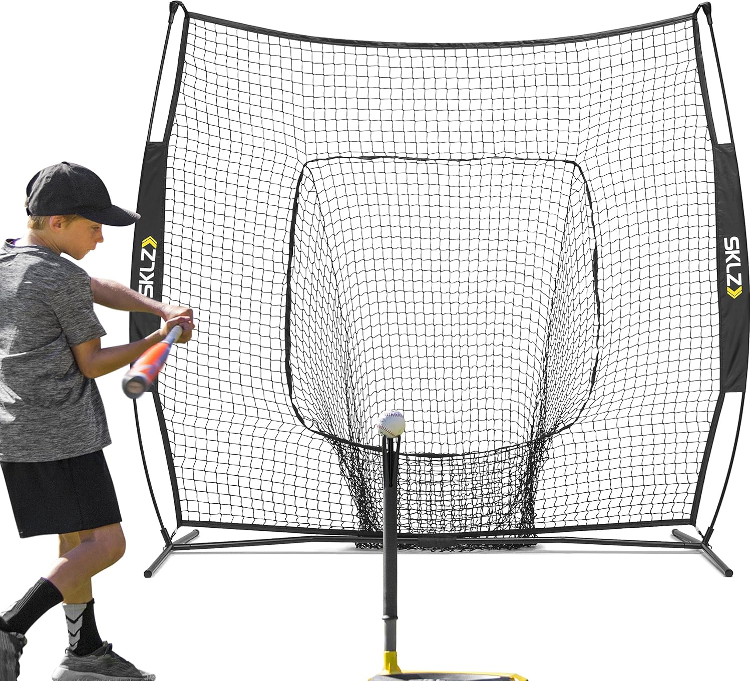 Portable Baseball and Softball Hitting Net, Black, 7 x 7 feet X308