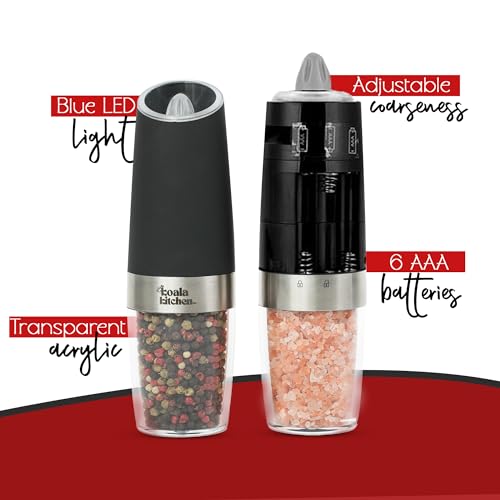 Black Electric Salt and Pepper Grinder Set, 2 Pack L354