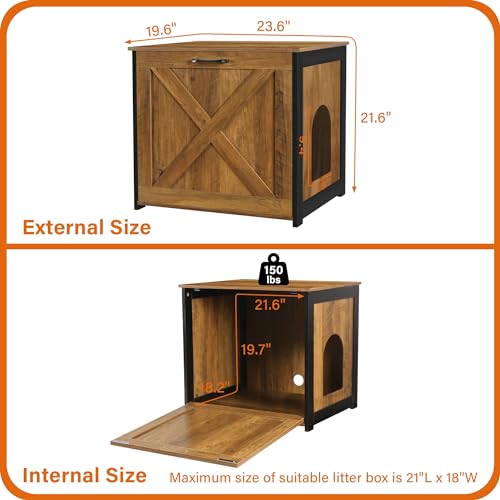Dark Gray Cat Litter Box Enclosure Cabinet T156