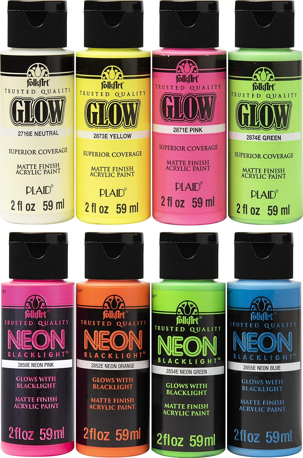 Neon Glow Acrylic Paint Set, 2 oz N79266
