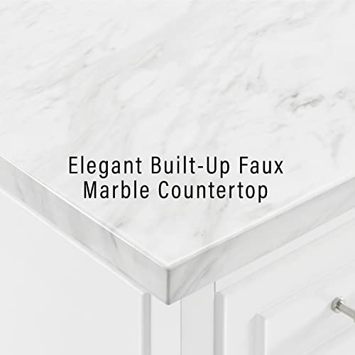 White Faux Marble Top Kitchen Island W448747