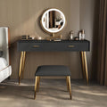 Black 31.5in Vanity Desk Set with 360° Rotating Mirror and Lights, 2 Drawers, Stool M352738