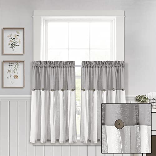 Dark Linen Tier Curtain Set, Pair, 29" W x 36" L K40030