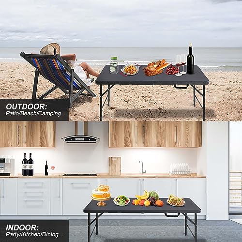 White Black Heavy Duty Plastic Folding Table C355409