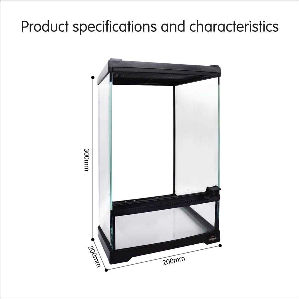 Mini Reptile Glass Terrarium Tank 8x8x12" Full View with Front Opening Door L19740