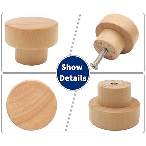 16PCS Unfinished Wood Dresser Knobs, Mushroom Wooden Cabinet Knobs, Round Wood Drawer Knobs Pulls Handle (Diameter: 1.3", Height: 1") K64461