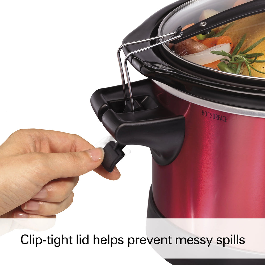 7 Quart Programmable Slow Cooker with Removable Crock, Red S883