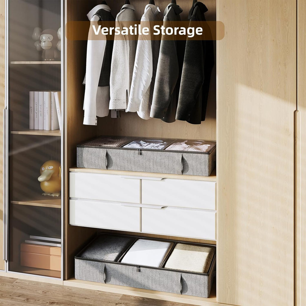Grey 2 Pack Under Bed Storage Containers with Dividers M7316