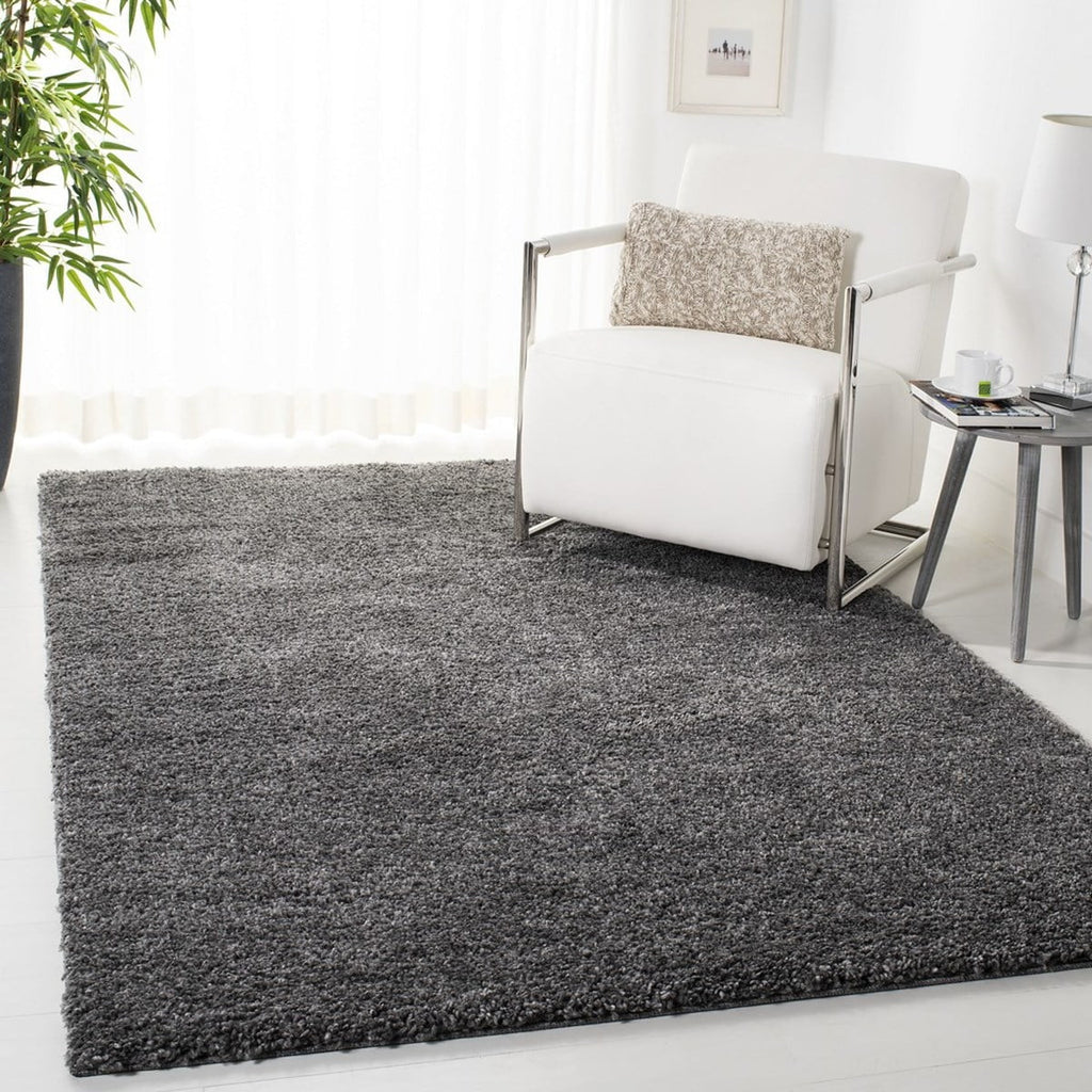 Grey 4' x 4' Square Plush Shag Area Rug U9660