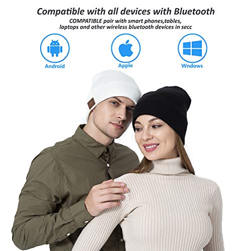 White Bluetooth Knit Winter Beanie G388