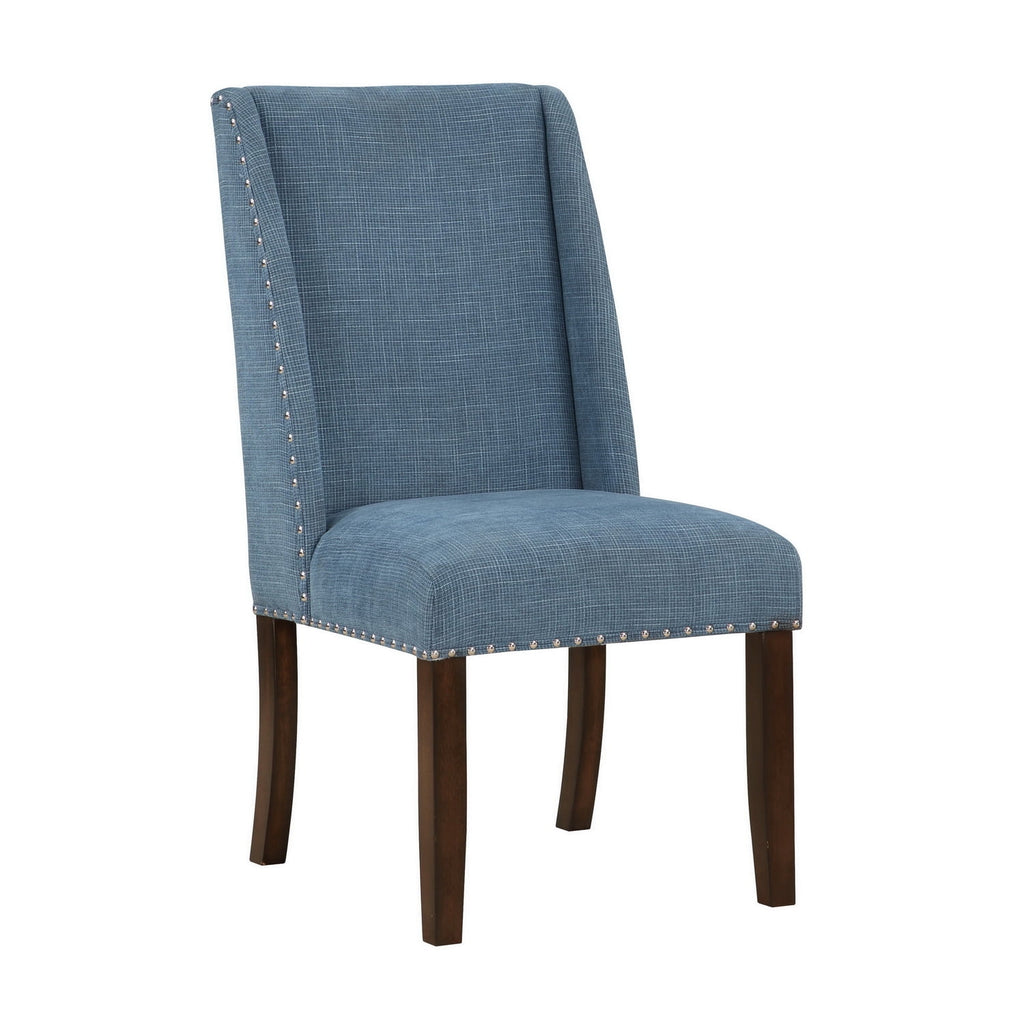 Brown and Blue Transitional Accent Dining Chair Set of Two F2676