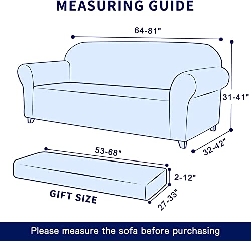 Ivory Stretch Couch Cover Set 1 Piece Sofa Slipcover with Cushion Cover for 2 Cushion Loveseat C216