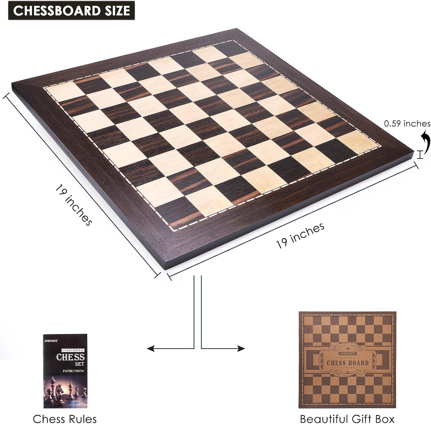 19 Inches Wooden Tournament Chess Board O981