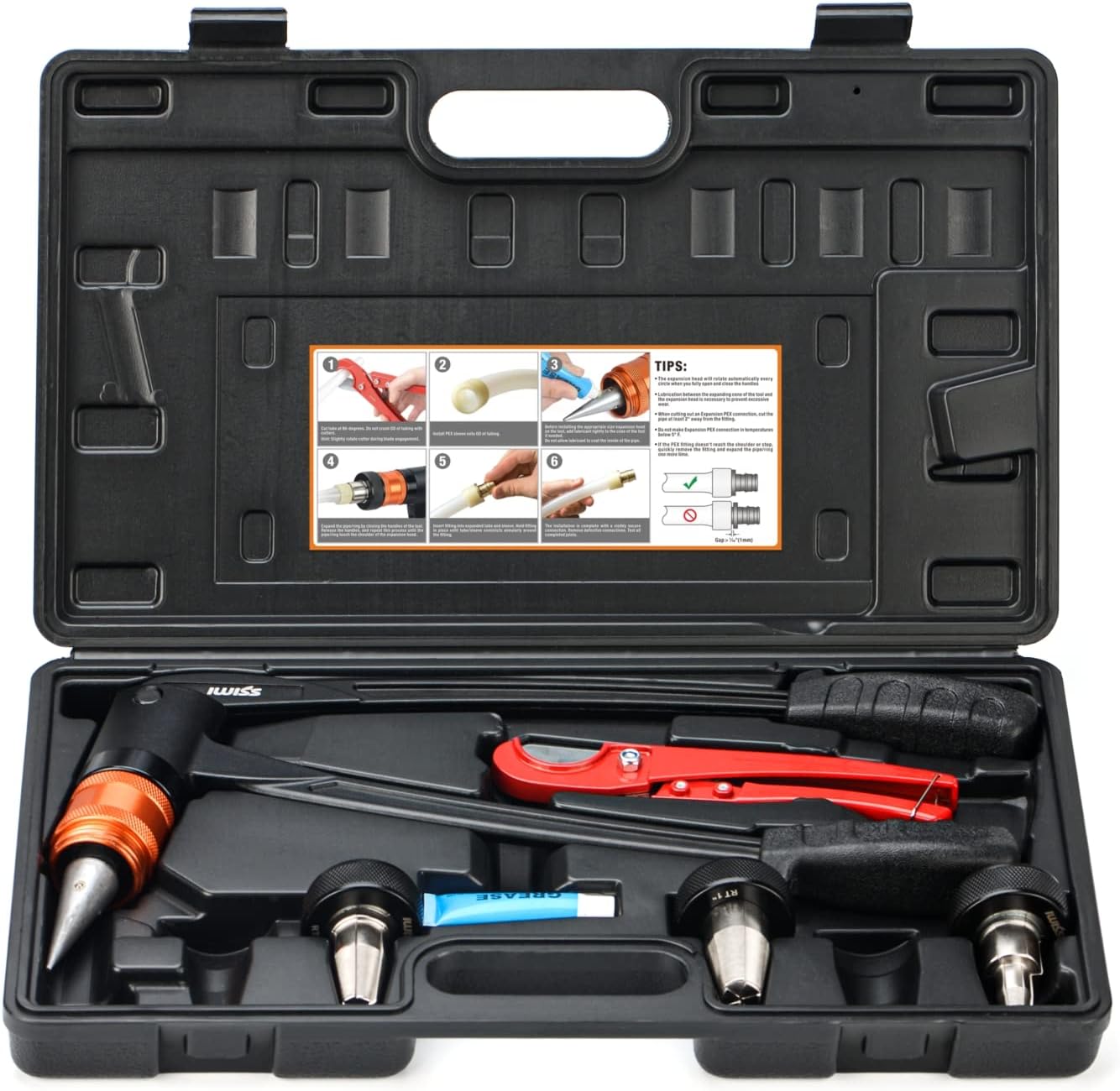 PEX-A Expander Tool Kit with Self-Rotary Expansion Heads 1/2,3/4 and 1-Inch I473