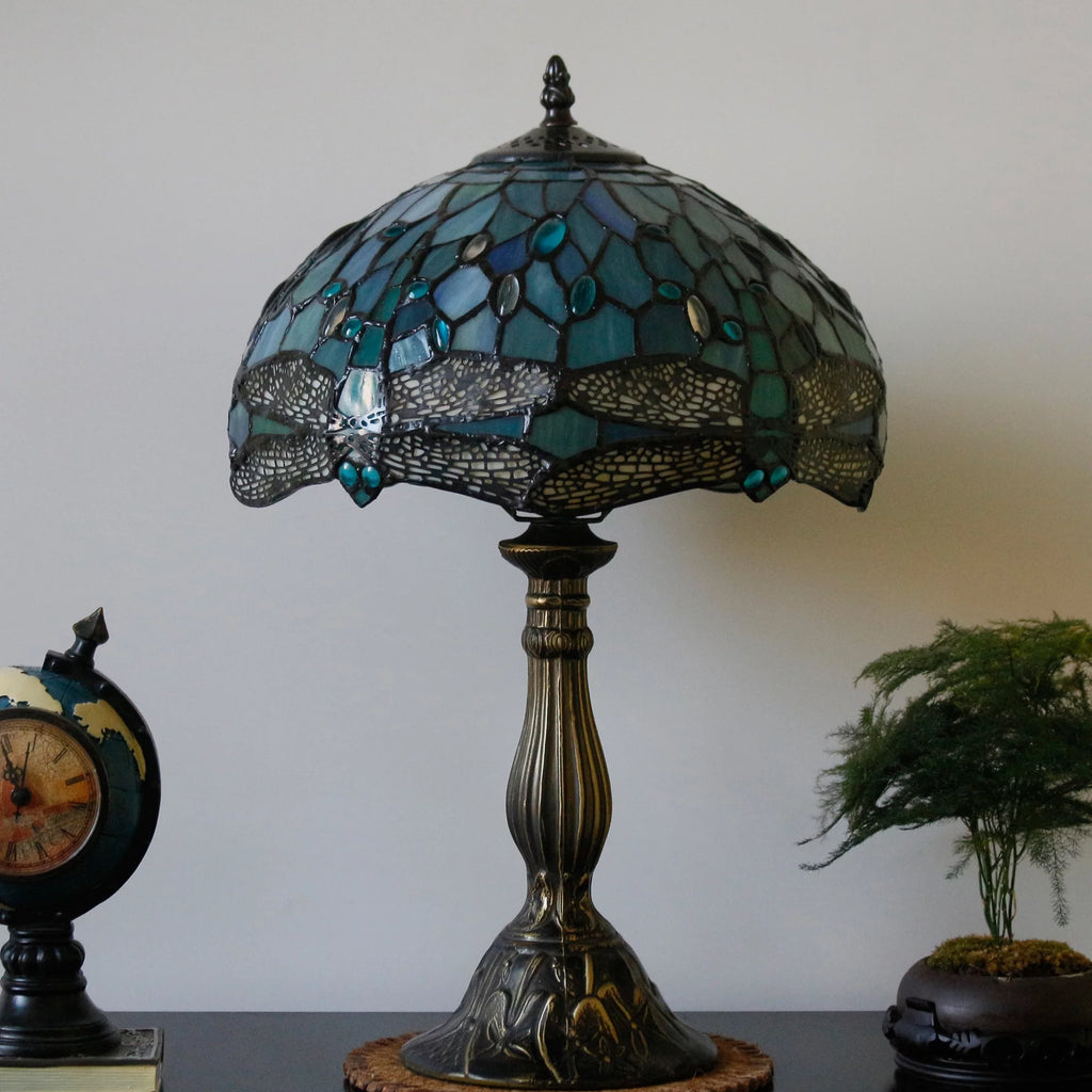 Sea Blue Stained Glass Table Lamp 18" Tall I50723