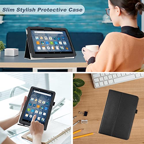 Black Folio Leather Case for Fire HD 8/8 Plus Tablet A3608