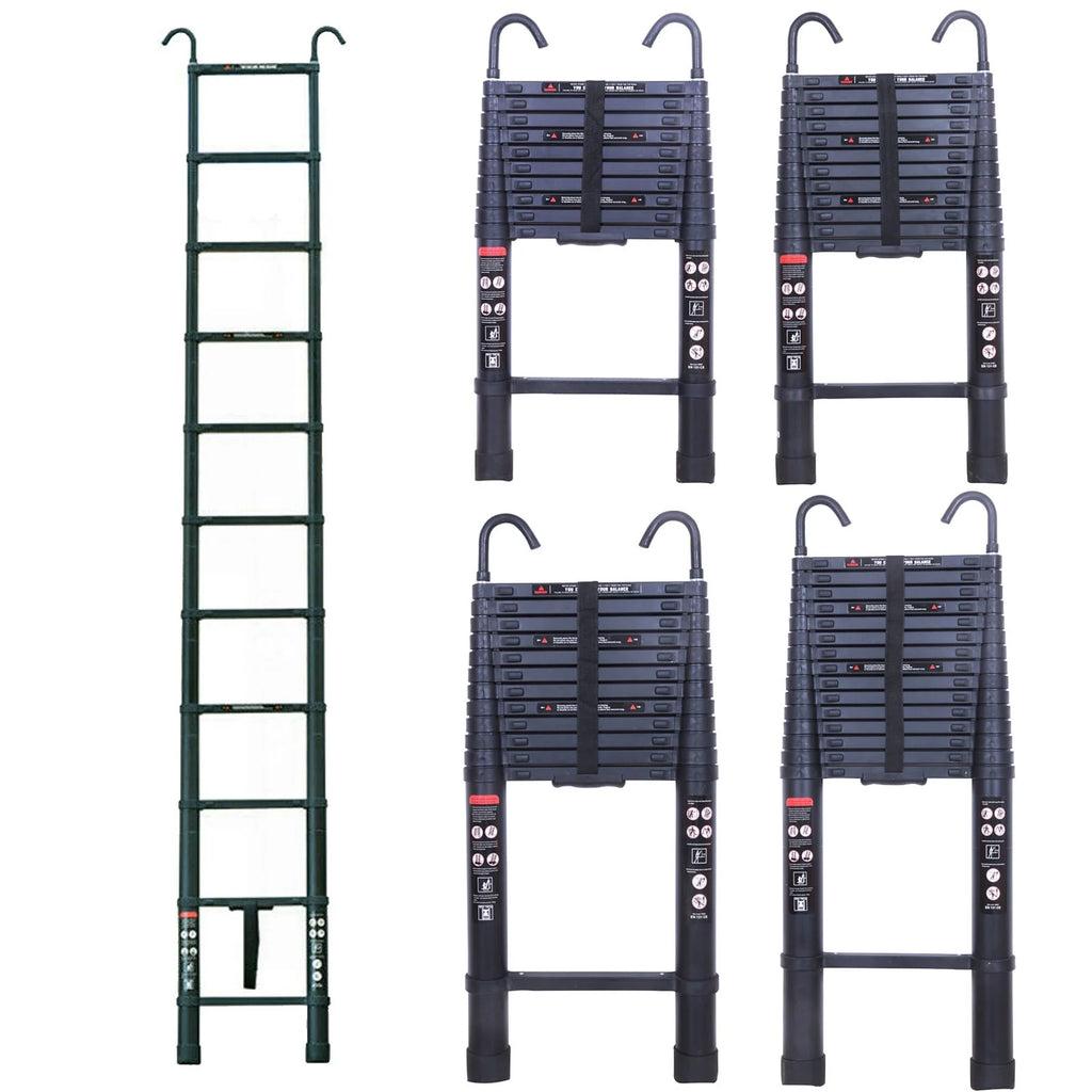 10.5ft Aluminum Extension Ladder with Anti-Slip Rubber Feet P12383