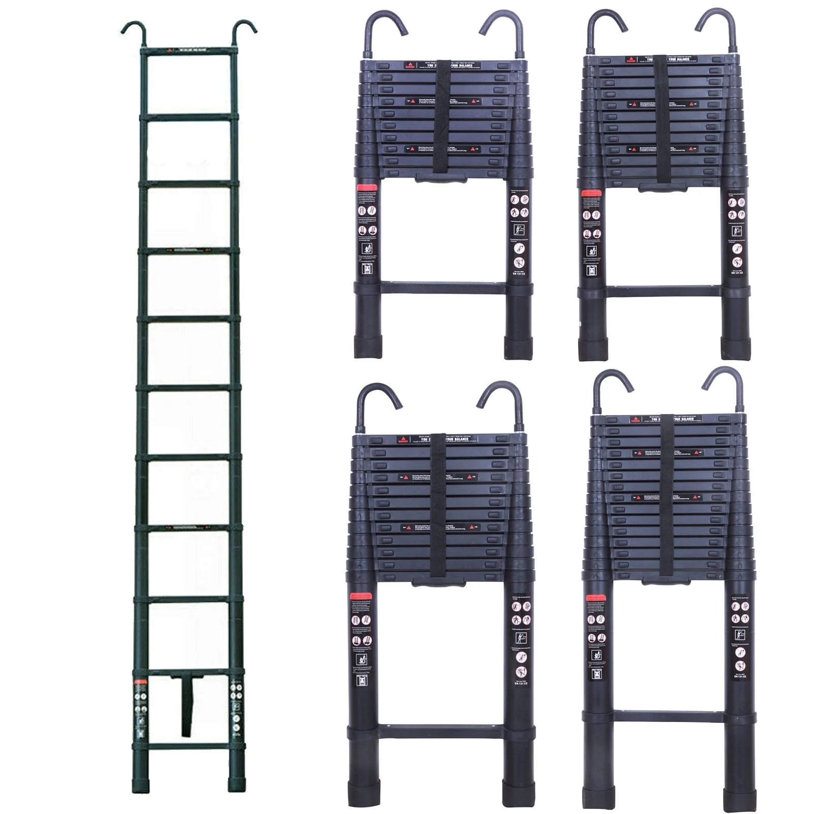 10.5ft Aluminum Extension Ladder with Anti-Slip Rubber Feet P12383
