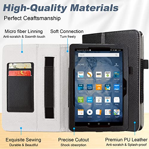 Black Folio Leather Case for Fire HD 8/8 Plus Tablet A3608