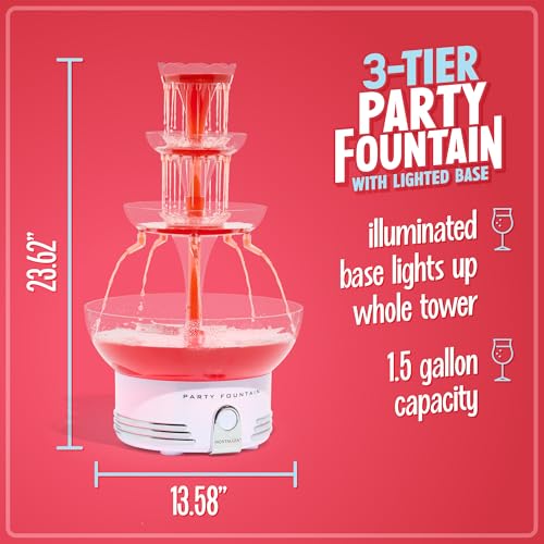 3-Tier Lighted Party Fountain, 1.5 Gallons, 8 Reusable Cups A189543