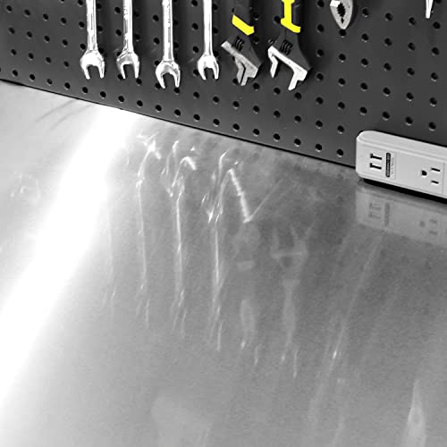 Heavy Duty Commercial Lighted Workcenter with Pegboard, 500 lbs. Weight Capacity, Stainless Steel Top, 48" W x 24" D x 65.5" H R360