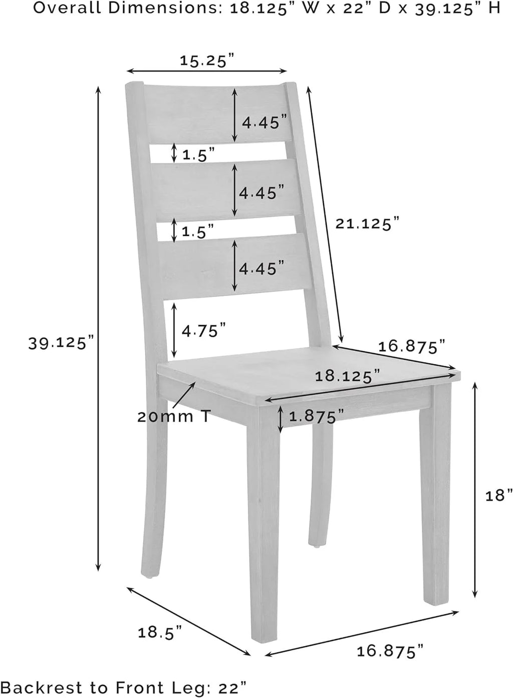 Rustic Brown 2-Piece Ladder Back Dining Chair Set P246