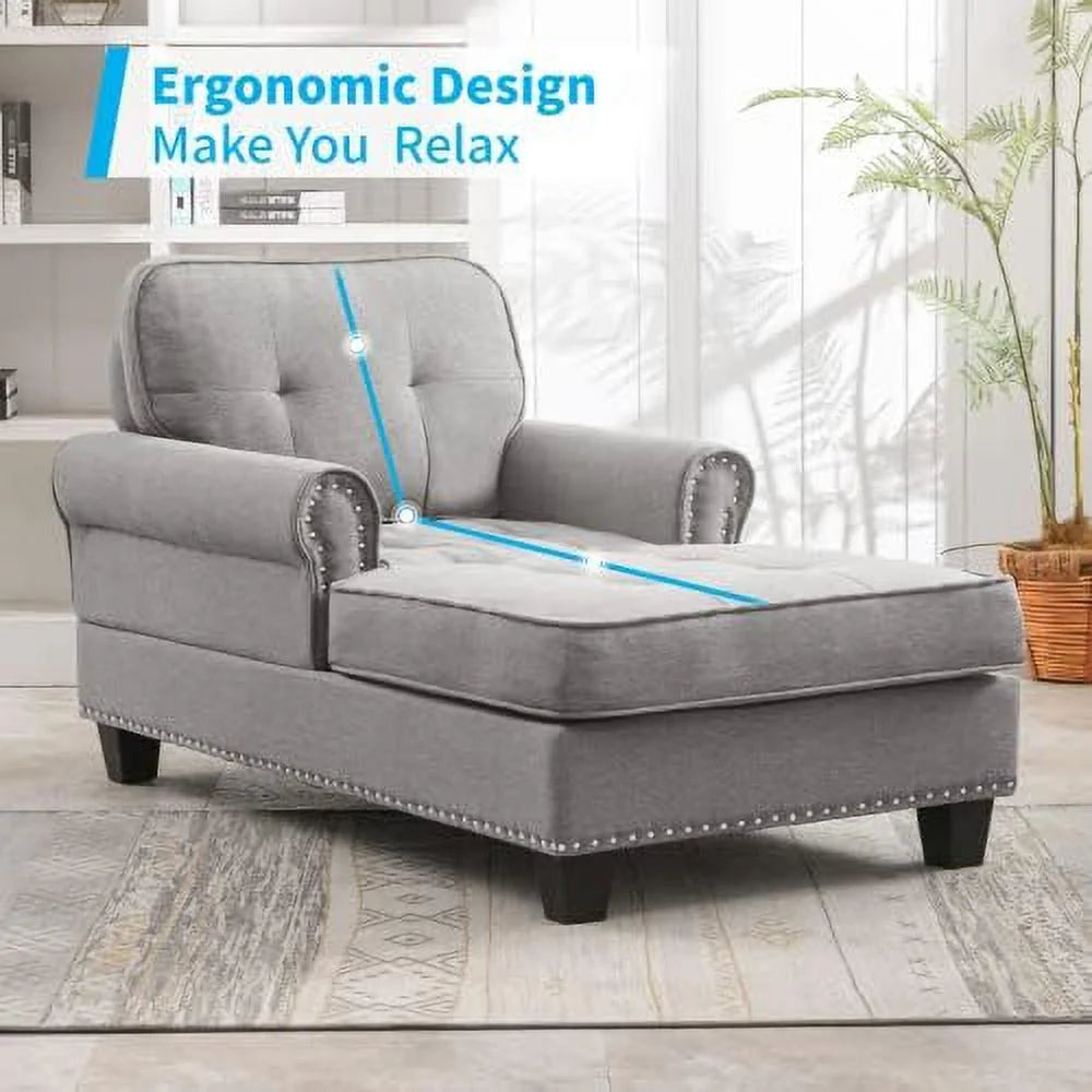 Dark Gray Linen Chaise Sofa Bed C274652