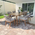 9 Pieces Patio Dining Set with Metal Rectangular Table and Wicker Rattan Chairs B889