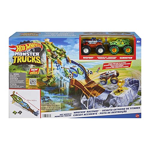 Wreckin’ Raceway Playset with Monster Trucks Bigfoot & Gunkster H3549