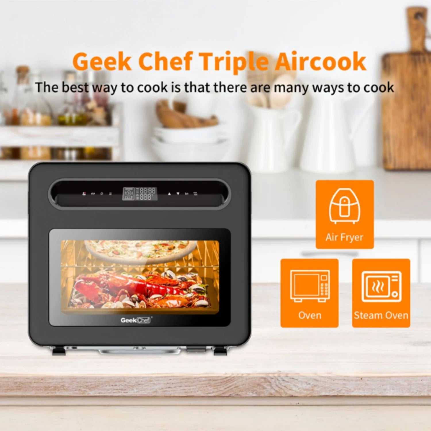 26-Quart Black Stainless Steel Steam Convection Oven I184