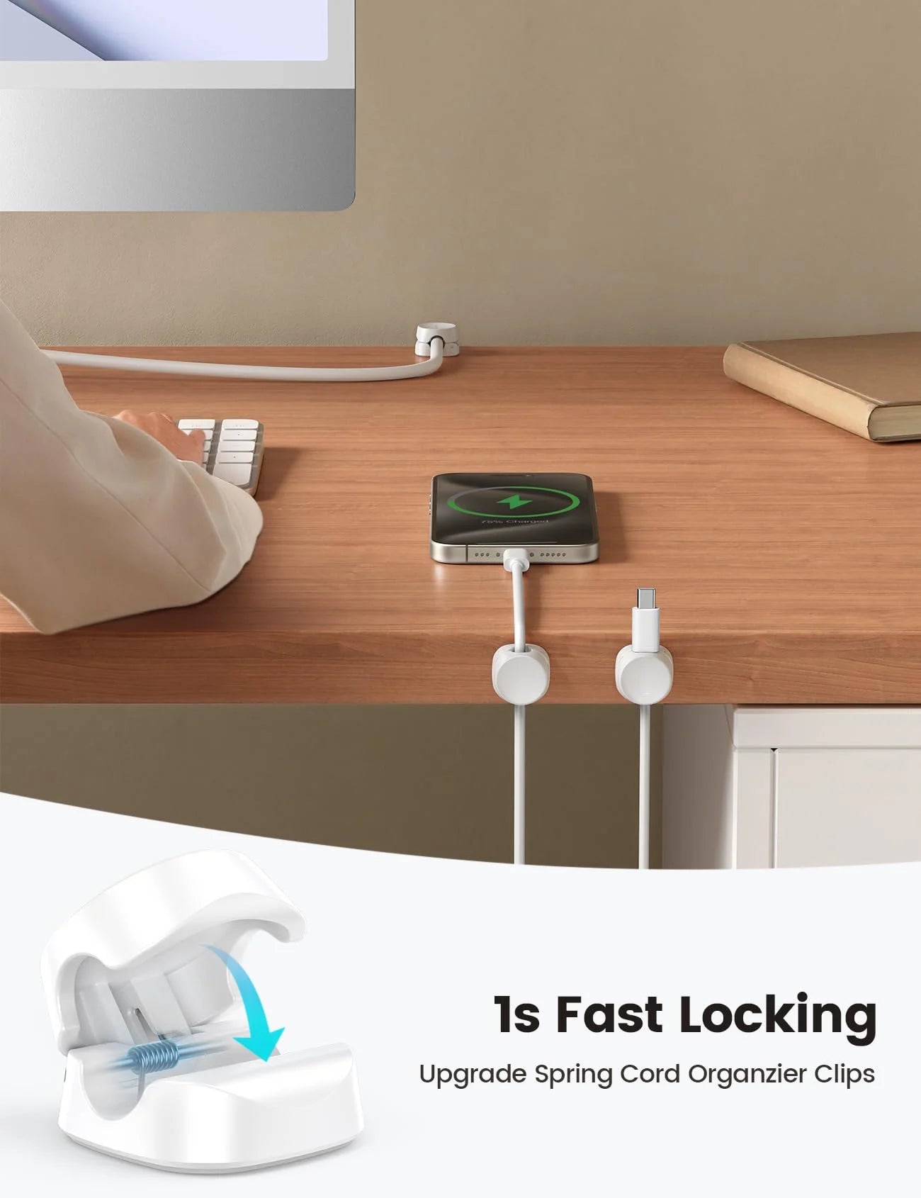White Adhesive Round Cable Clip A5270