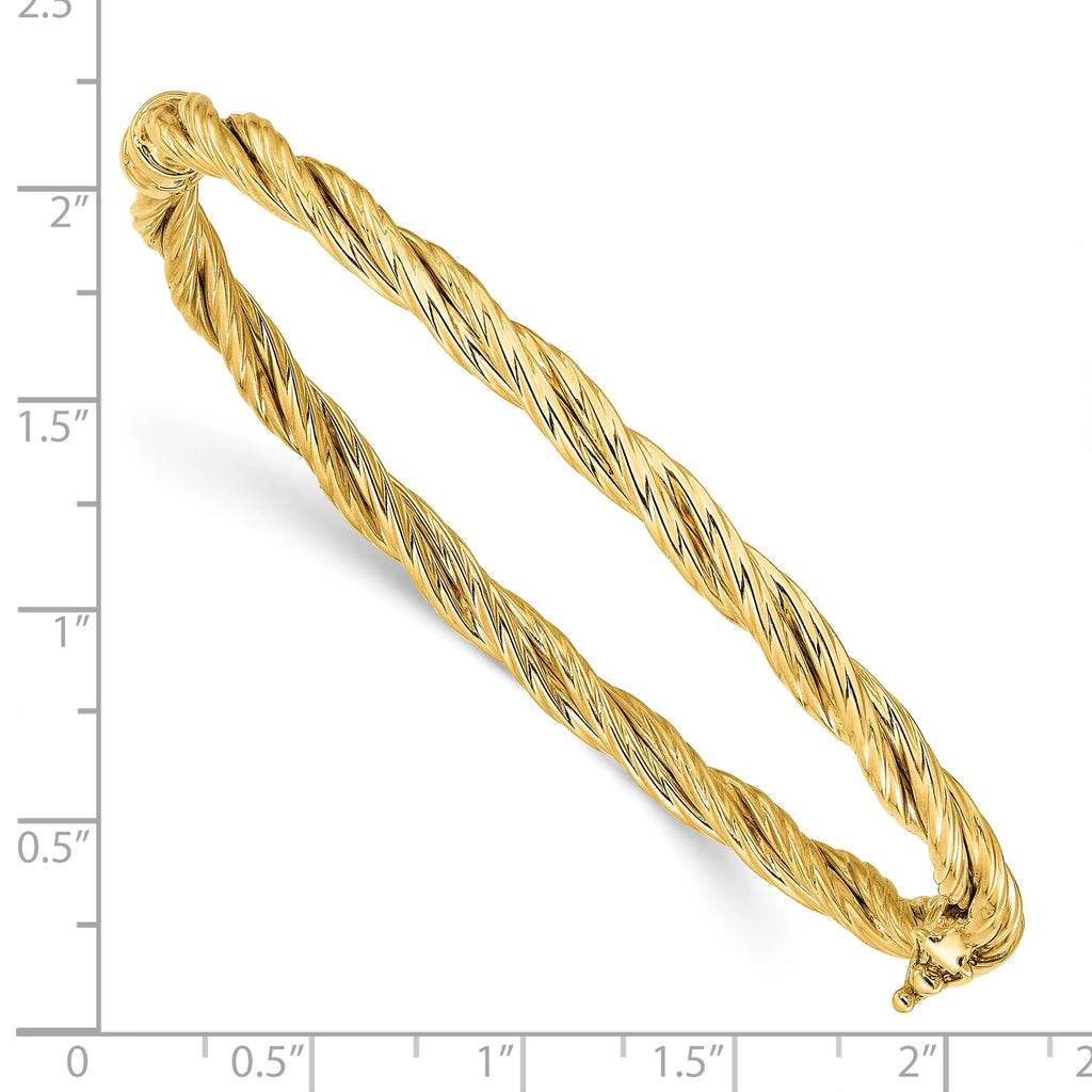 14K Polished Twisted Hinged Bangle U976