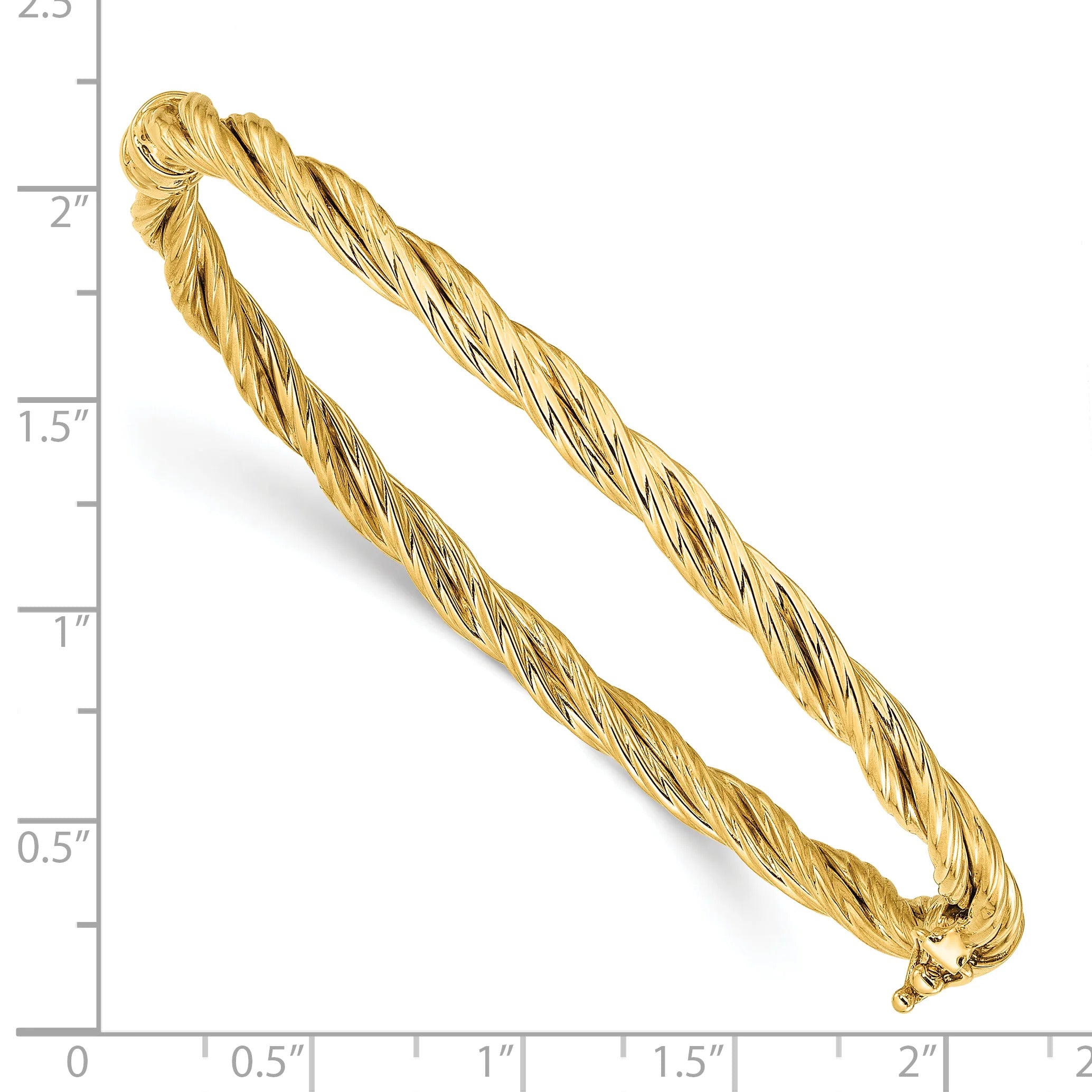 14K Polished Twisted Hinged Bangle U976