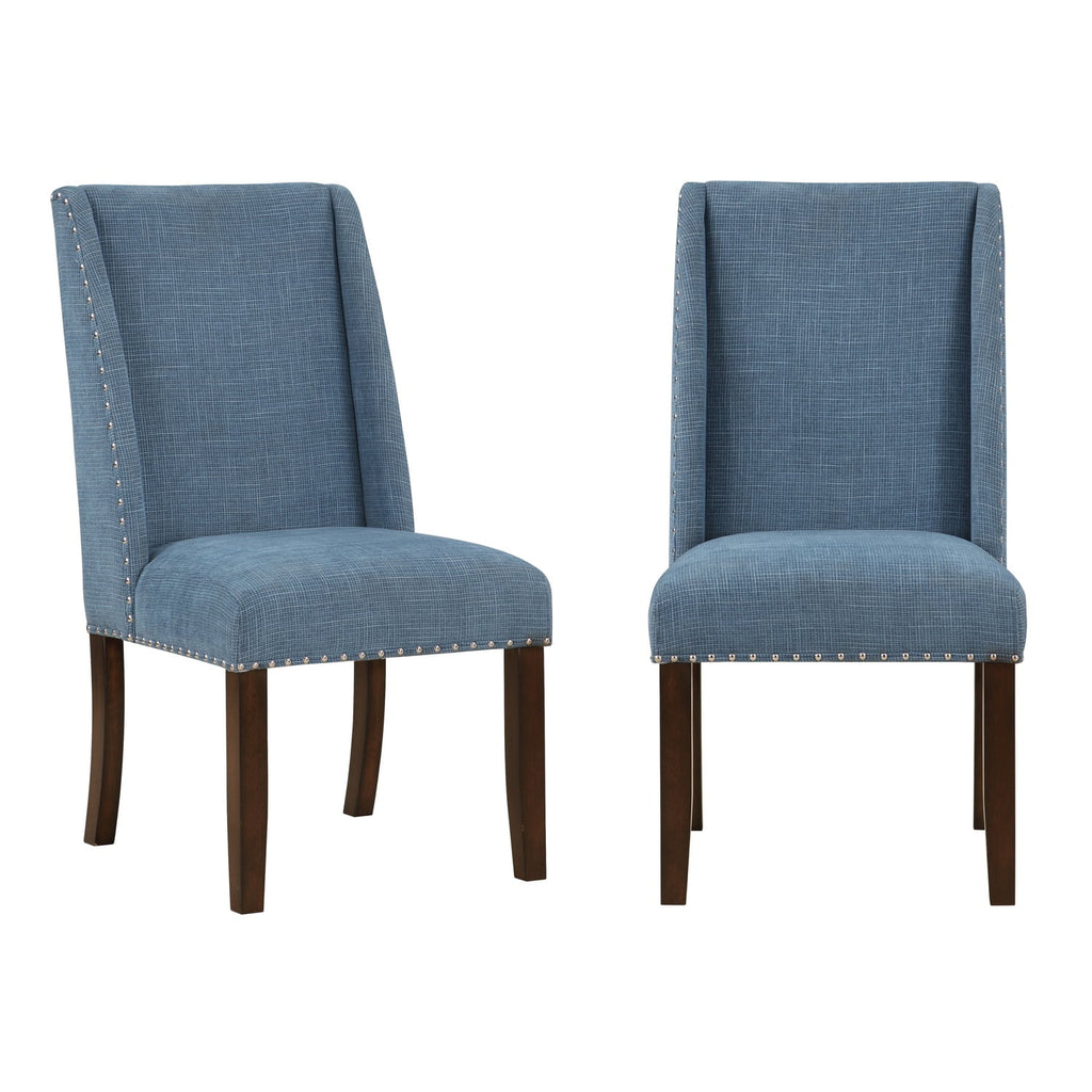 Brown and Blue Transitional Accent Dining Chair Set of Two F2676