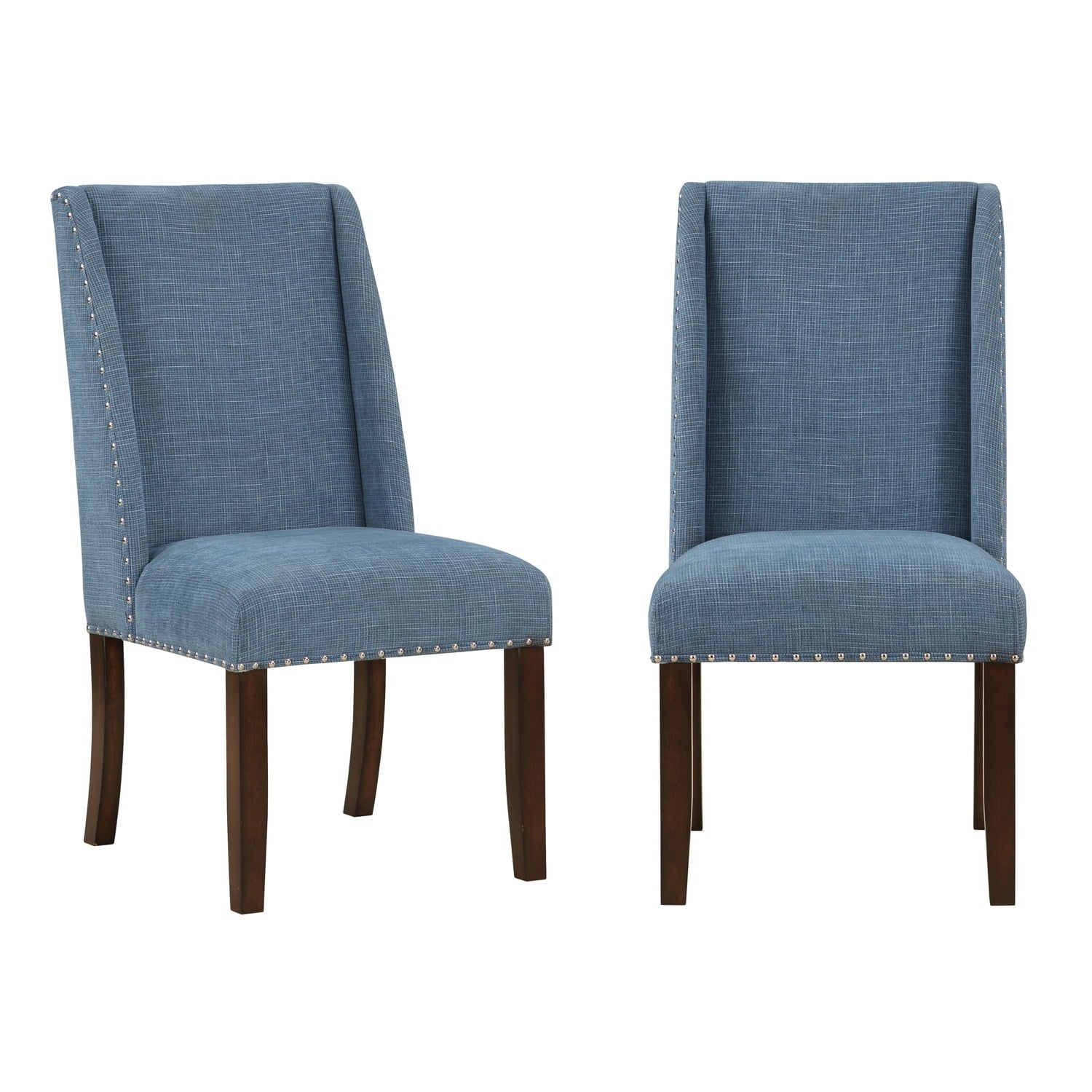 Brown and Blue Transitional Accent Dining Chair Set of Two F2676
