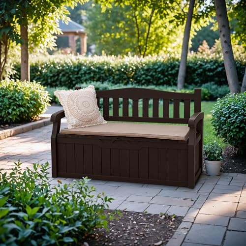 80 Gallon Storage Bench Deck Box Lockable Black Q45733