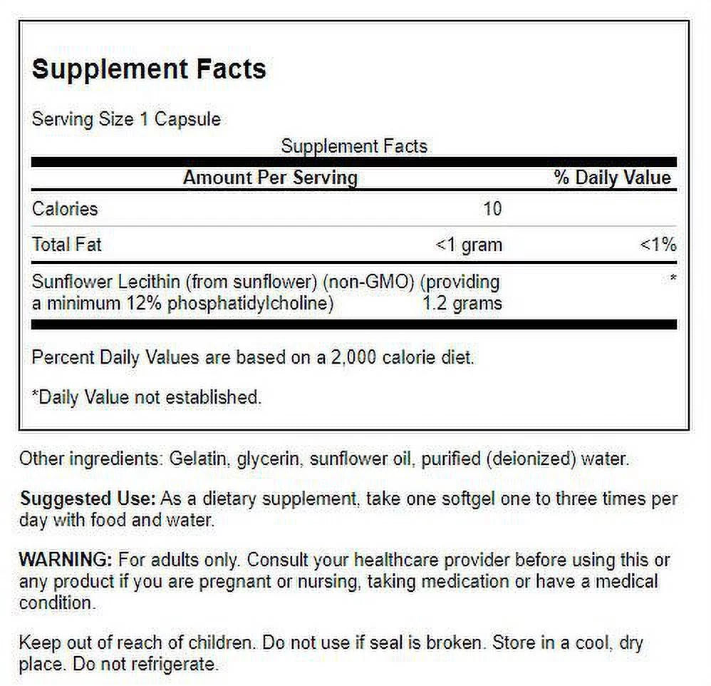 90 Sgels 4 Pack Sunflower Lecithin 1,200 mg B839402
