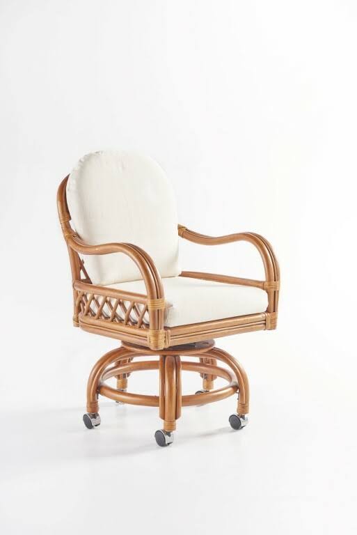 South Sea Rattan Swivel Caster Dining Arm Chair V43763