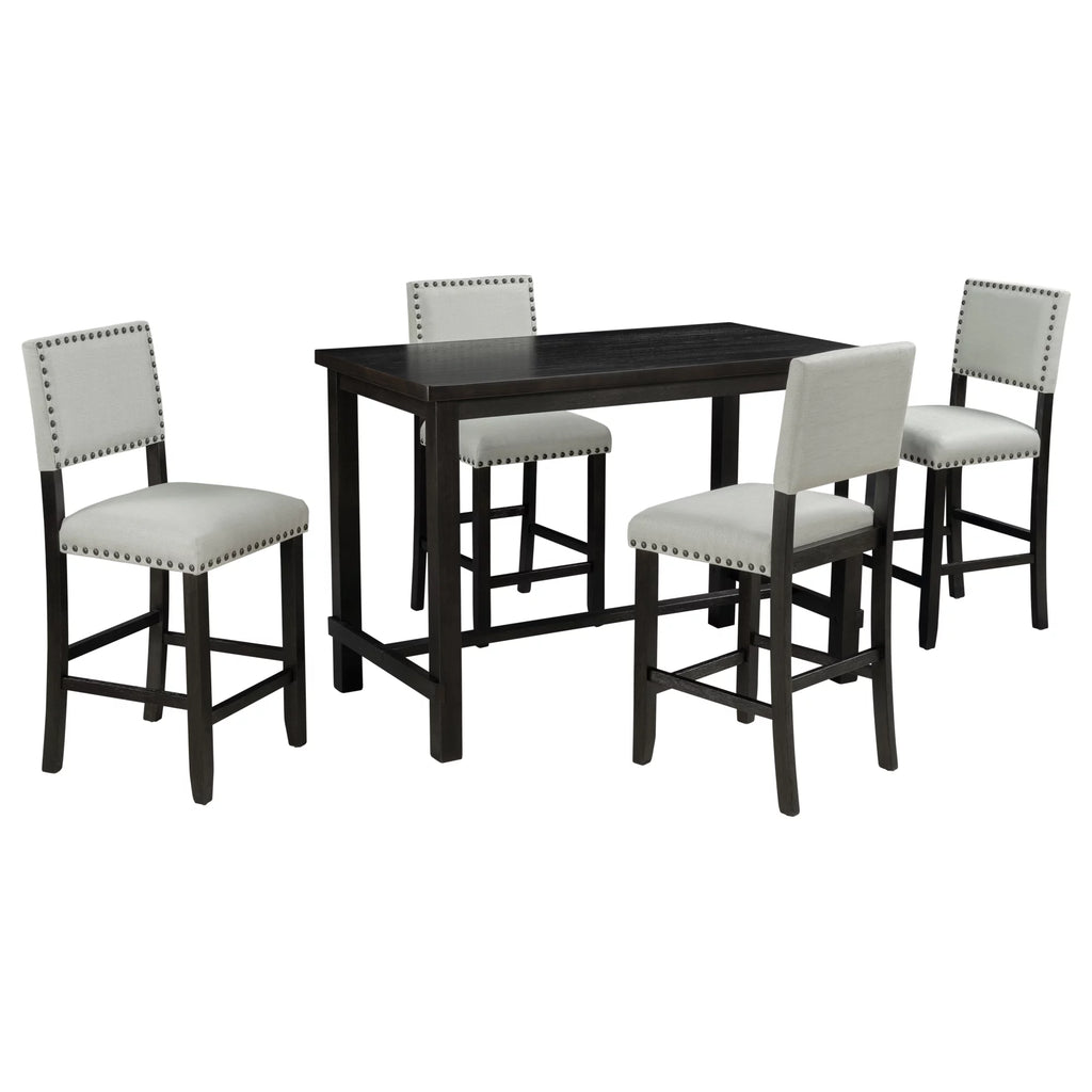 5 Piece Counter Height Dining Table Set with 4 Cushioned Chairs M6855