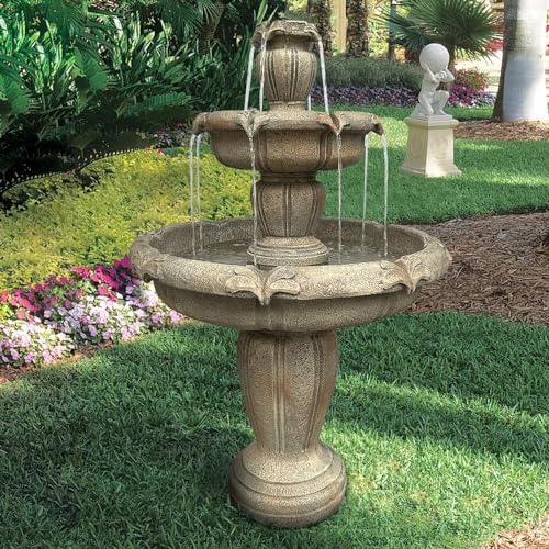 3-Tiers Concrete Water Fountain with Submersible Electric Pump N8129