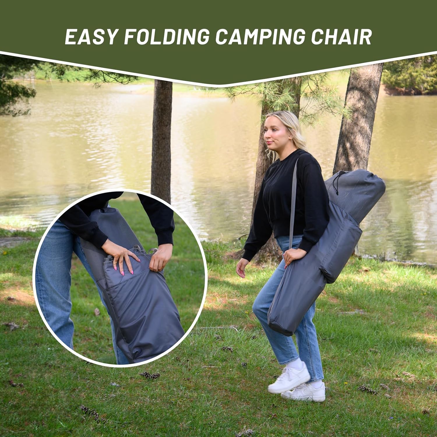 Grey Folding Outdoor Camp Chair Q3852