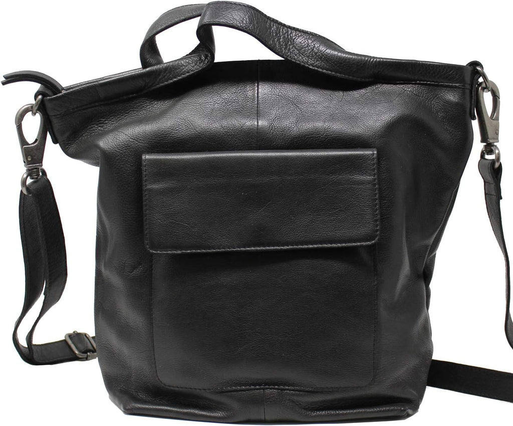 Black Leather Tote Bag K13821